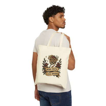 More Pasta, Less Drama Canvas Tote Bag