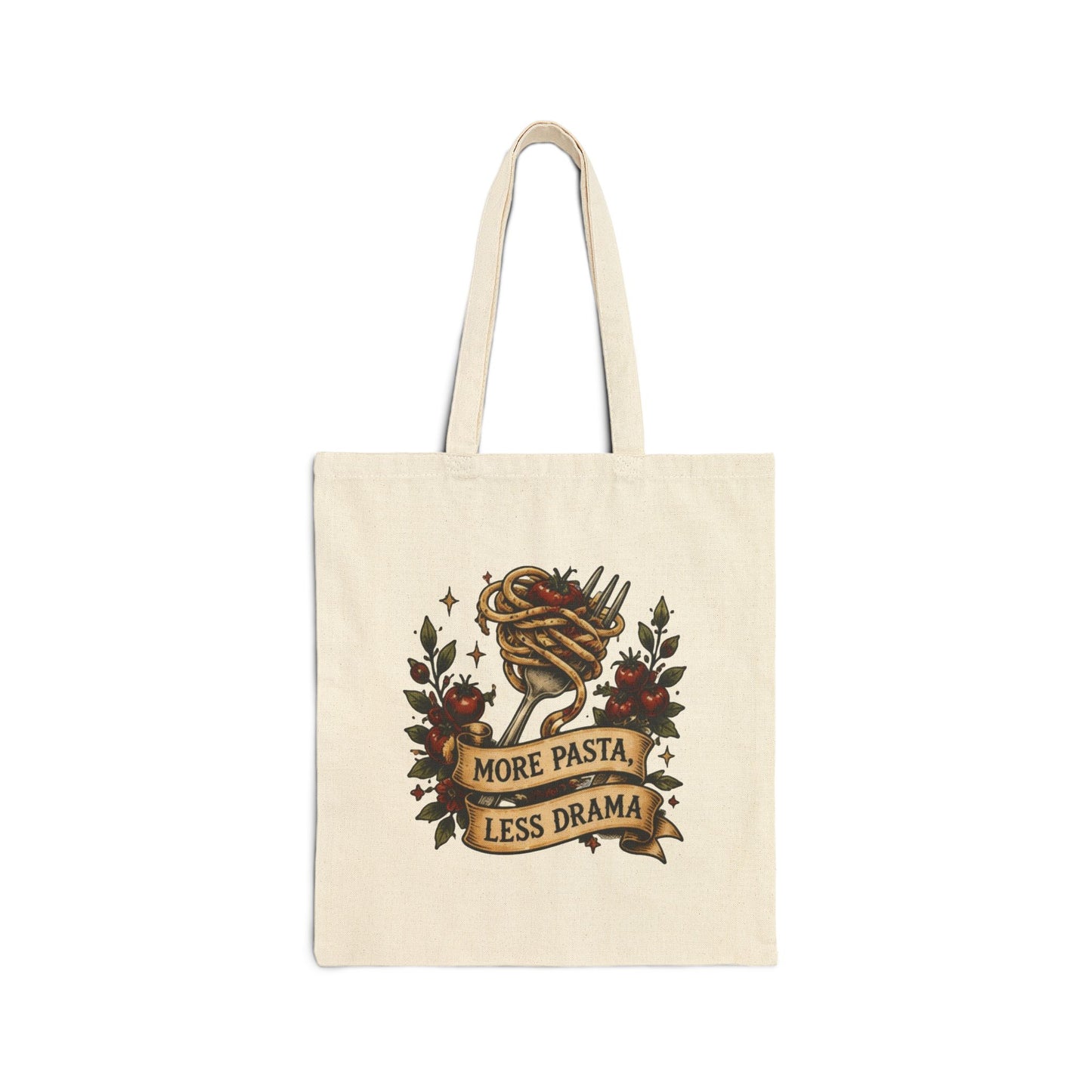 More Pasta, Less Drama Canvas Tote Bag