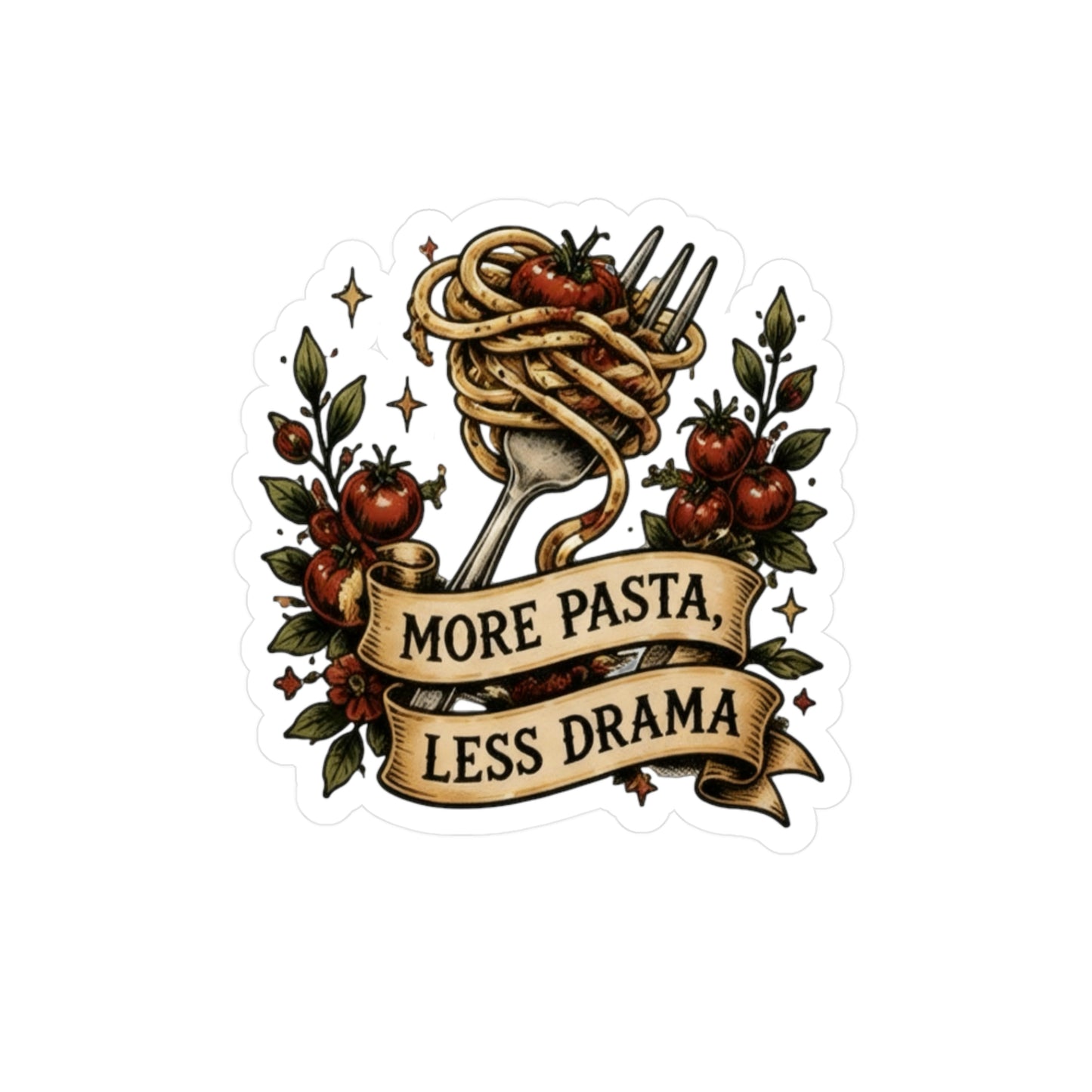 More Pasta, Less Drama Vinyl Decals